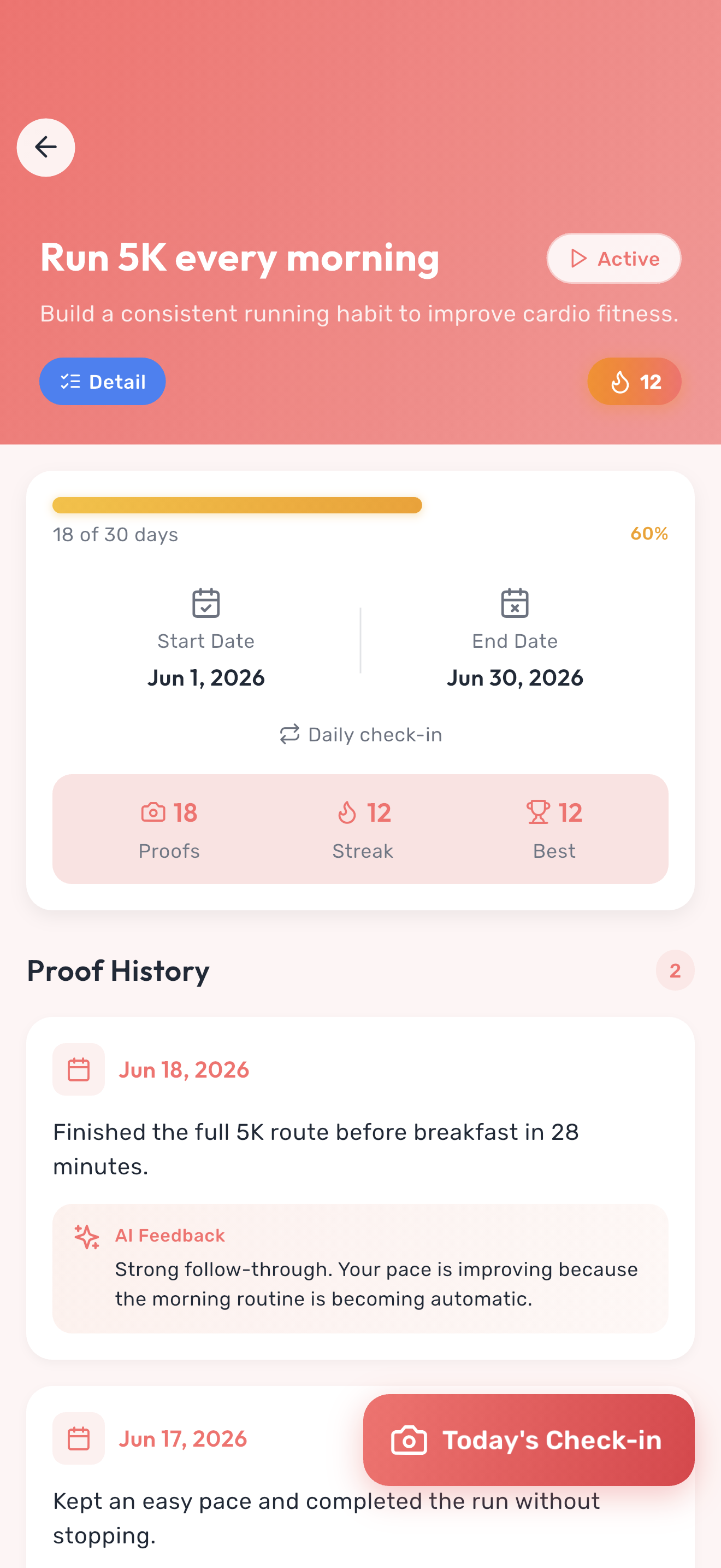 AI feedback screen