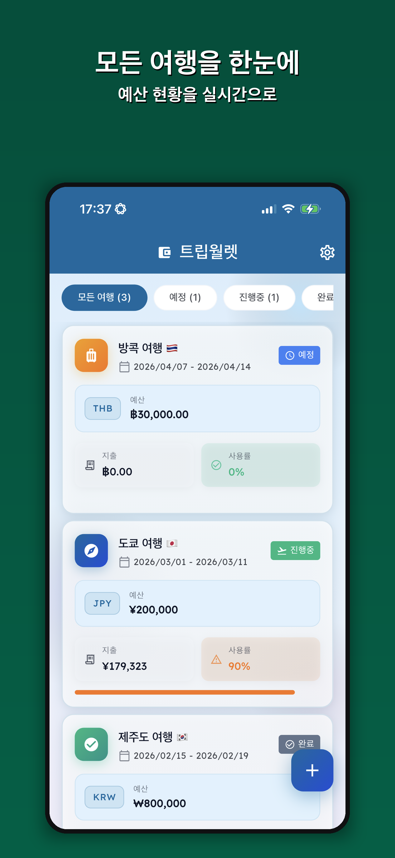 Trip Wallet Home Screen